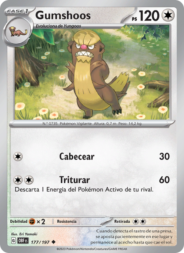 Gumshoos 177 — Obsidian Flames (Spanish Pokémon TCG card)