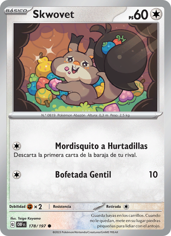 Skwovet 178 — Obsidian Flames (Spanish Pokémon TCG card)