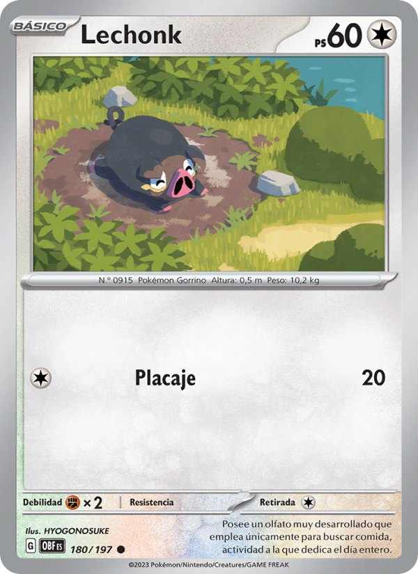 Lechonk 180 — Obsidian Flames (Spanish Pokémon TCG card)