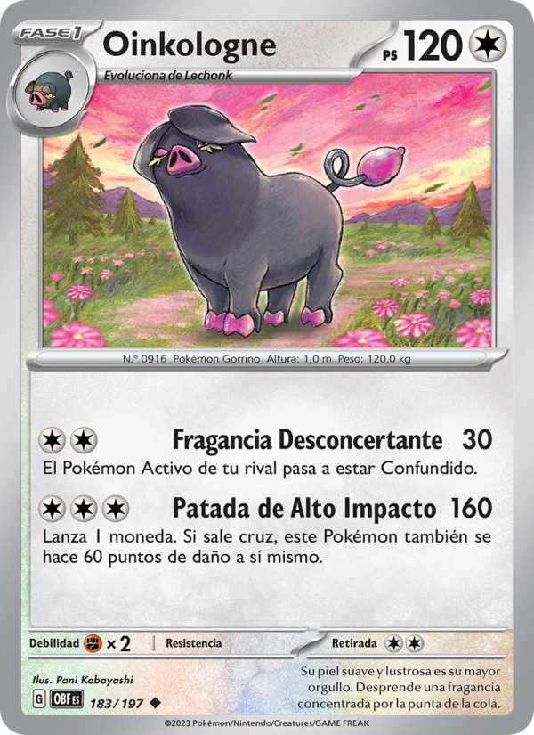 Oinkologne 183 — Obsidian Flames (Spanish Pokémon TCG card)