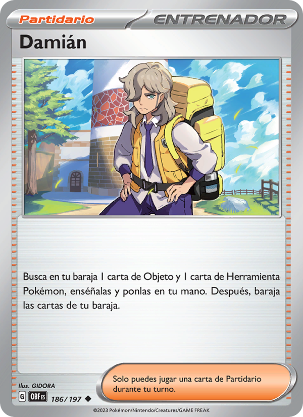 Damián 186 — Obsidian Flames (Spanish Pokémon TCG card)
