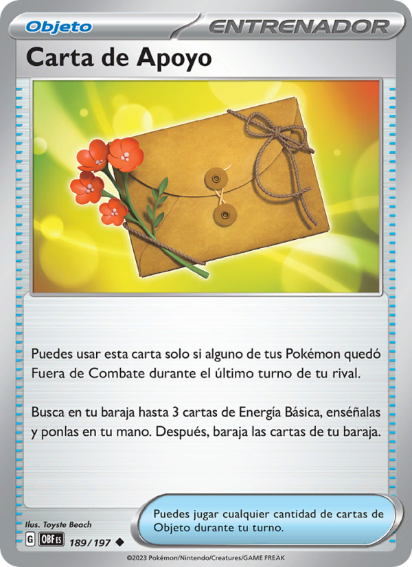 Carta de Apoyo 189 — Obsidian Flames (Spanish Pokémon TCG card)