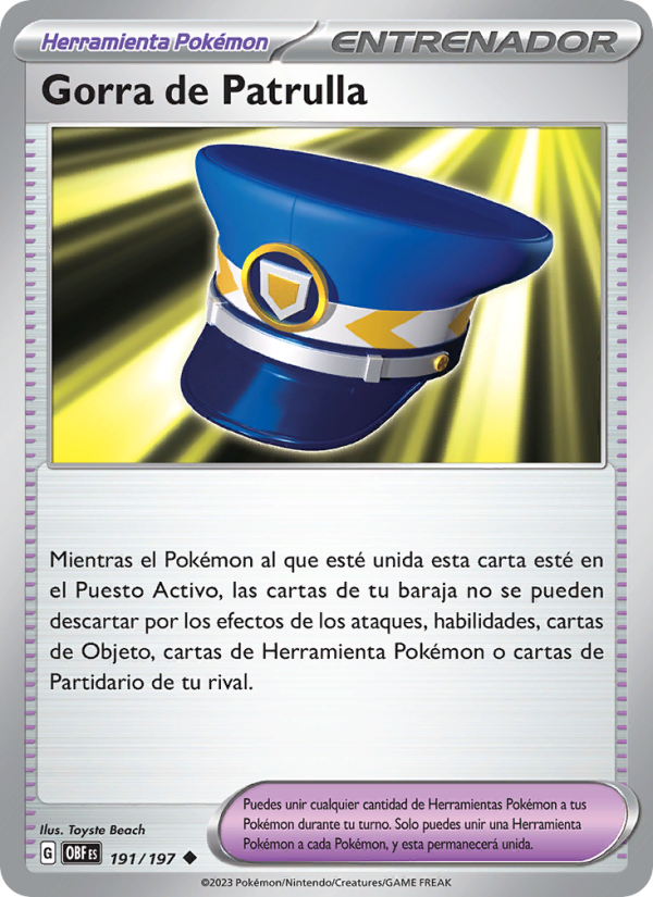 Gorra de Patrulla 191 — Obsidian Flames (Spanish Pokémon TCG card)