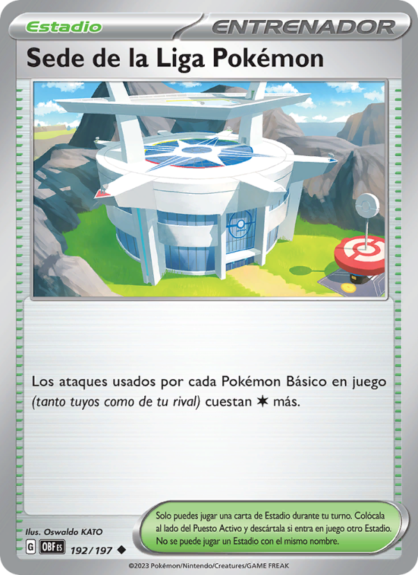 Sede de la Liga Pokémon 192 — Obsidian Flames (Spanish Pokémon TCG card)