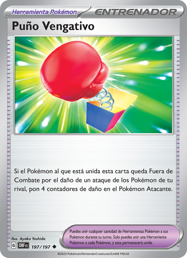 Puño Vengativo 197 — Obsidian Flames (Spanish Pokémon TCG card)