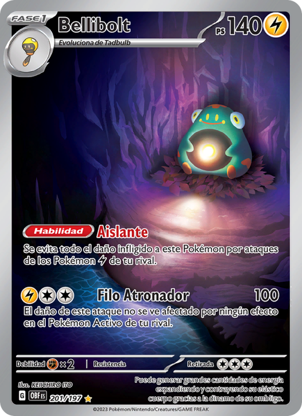 Bellibolt 201 — Obsidian Flames (Spanish Pokémon TCG card)