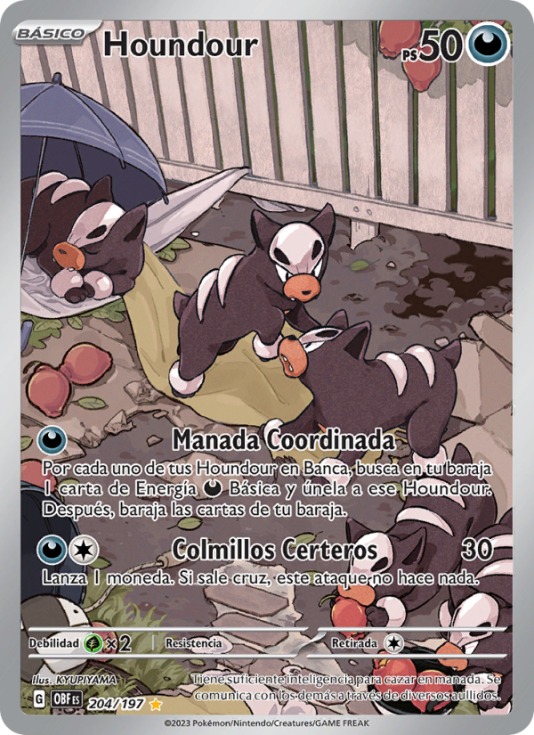 Houndour 204 — Obsidian Flames (Spanish Pokémon TCG card)