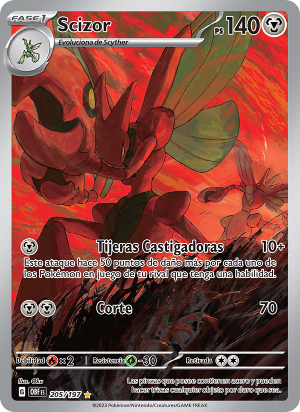 Scizor 205 — Obsidian Flames (Spanish Pokémon TCG card)