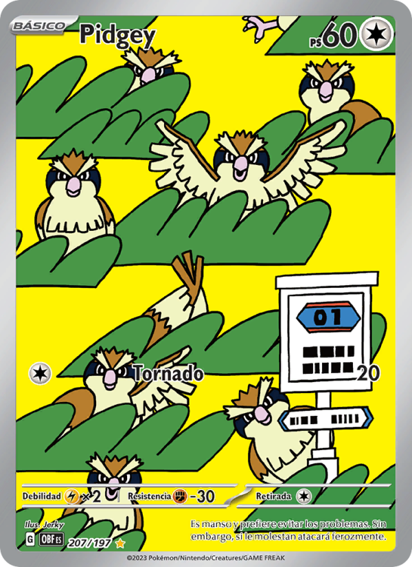 Pidgey 207 — Obsidian Flames (Spanish Pokémon TCG card)