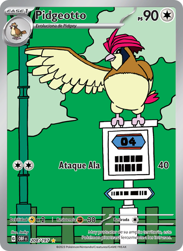 Pidgeotto 208 — Obsidian Flames (Spanish Pokémon TCG card)
