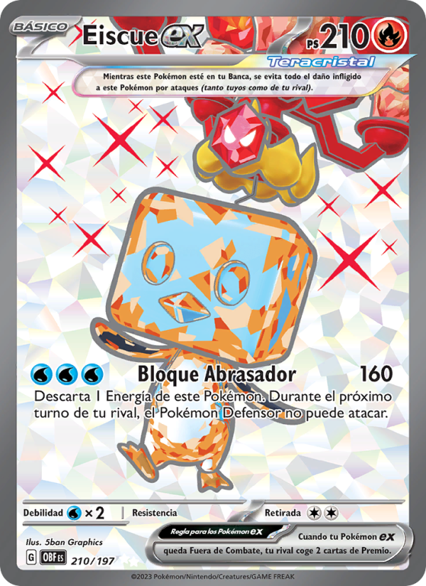 Eiscue ex 210 — Obsidian Flames (Spanish Pokémon TCG card)