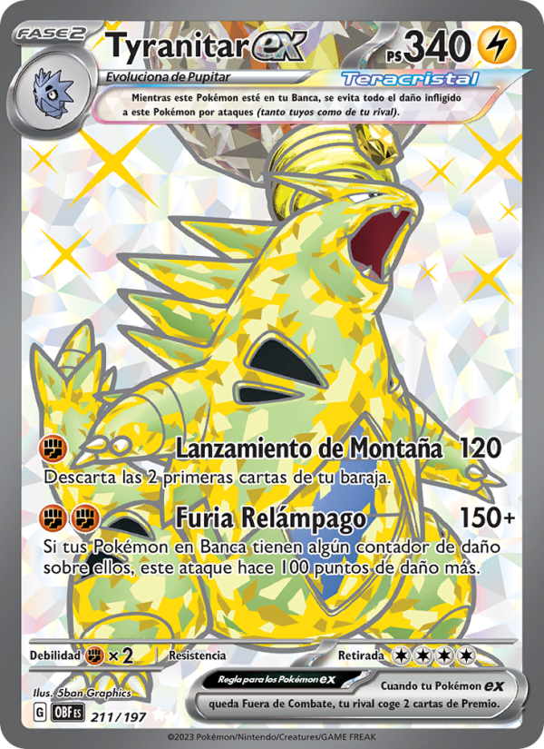Tyranitar ex 211 — Obsidian Flames (Spanish Pokémon TCG card)