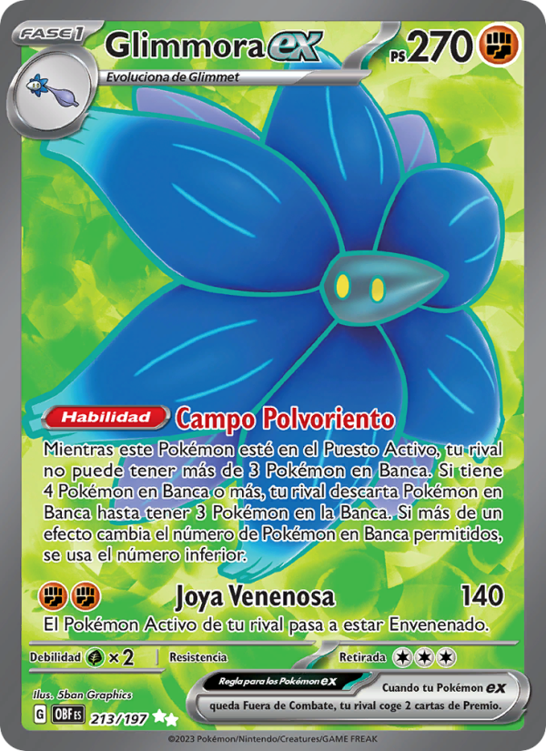 Glimmora ex 213 — Obsidian Flames (Spanish Pokémon TCG card)