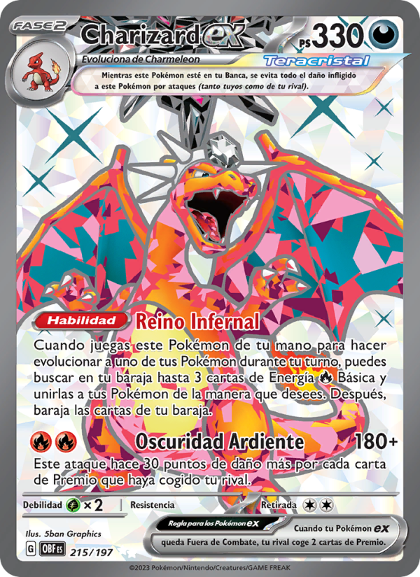 Charizard ex 215 — Obsidian Flames (Spanish Pokémon TCG card)