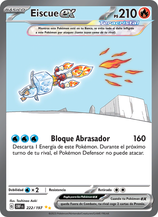 Eiscue ex 222 — Obsidian Flames (Spanish Pokémon TCG card)