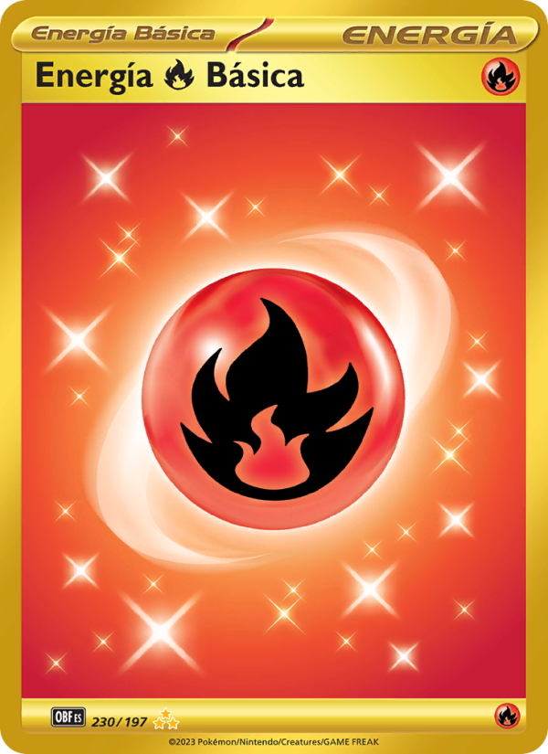 Energía Fire Básica 230 — Obsidian Flames (Spanish Pokémon TCG card)