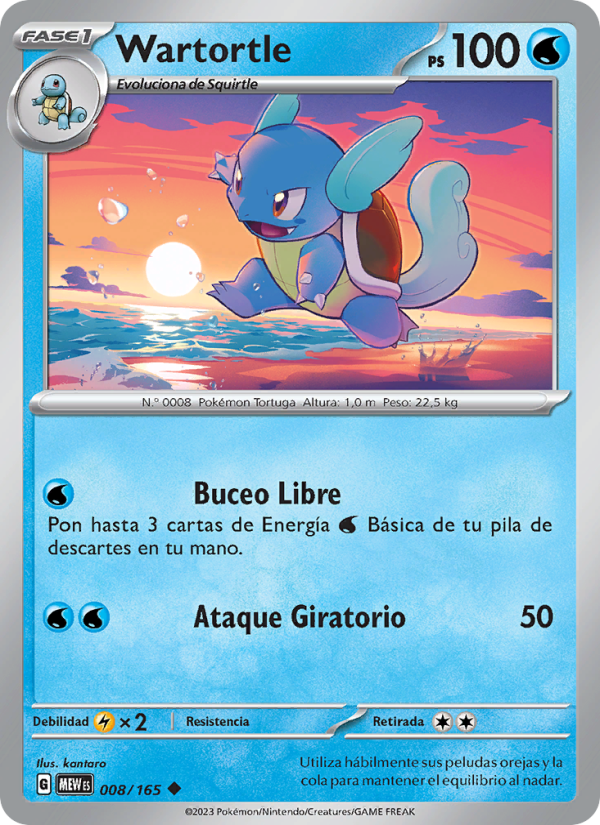 Wartortle 008 — 151 (Spanish Pokémon TCG card)