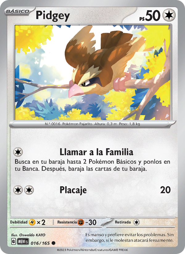 Pidgey 016 — 151 (Spanish Pokémon TCG card)