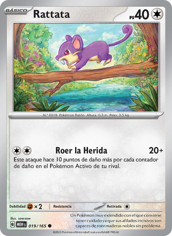 Rattata 019 — 151 (Spanish Pokémon TCG card)
