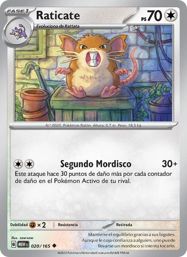 Raticate 020 — 151 (Spanish Pokémon TCG card)