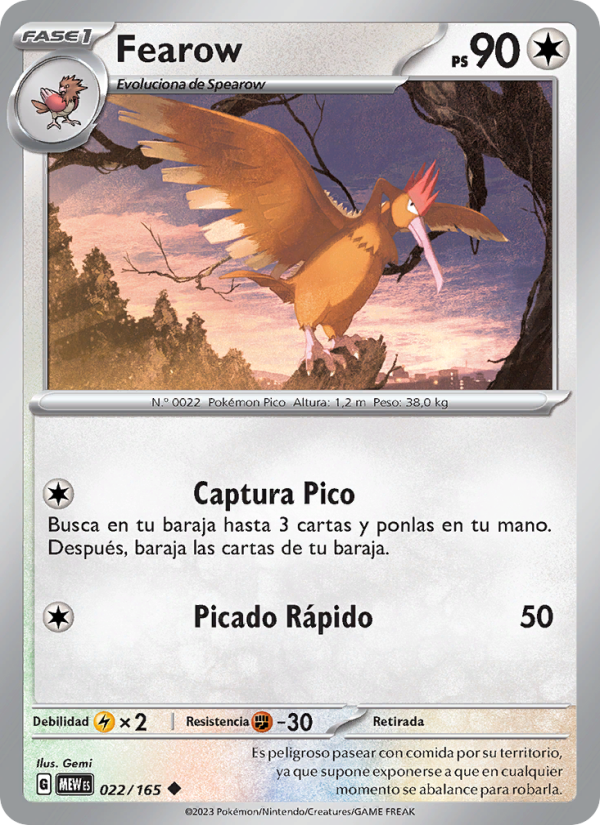 Fearow 022 — 151 (Spanish Pokémon TCG card)
