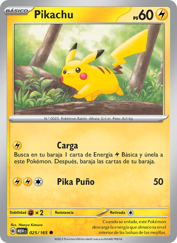 Pikachu 025 — 151 (Spanish Pokémon TCG card)