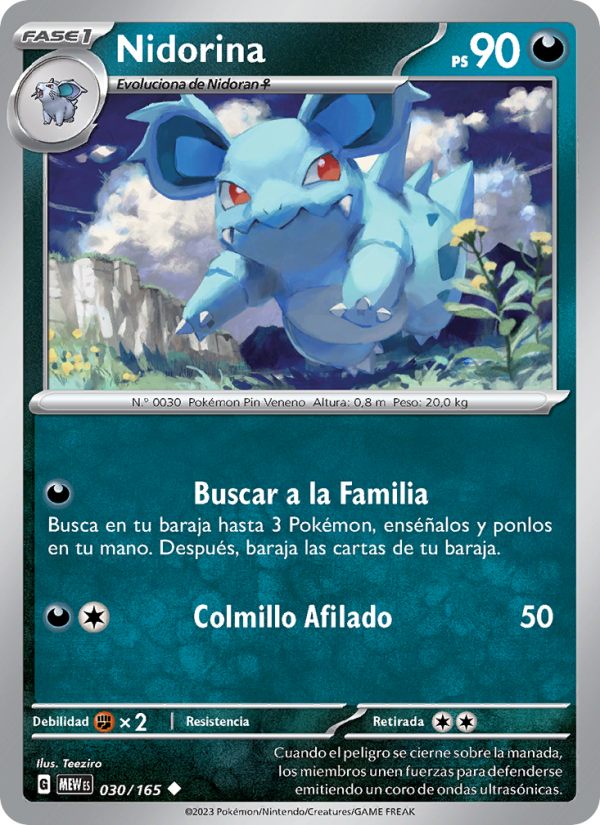 Nidorina 030 — 151 (Spanish Pokémon TCG card)