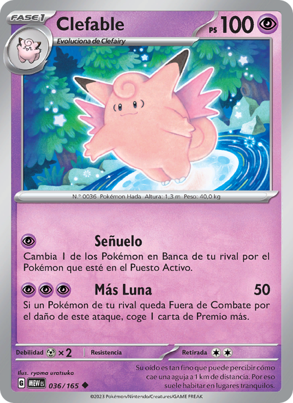 Clefable 036 — 151 (Spanish Pokémon TCG card)