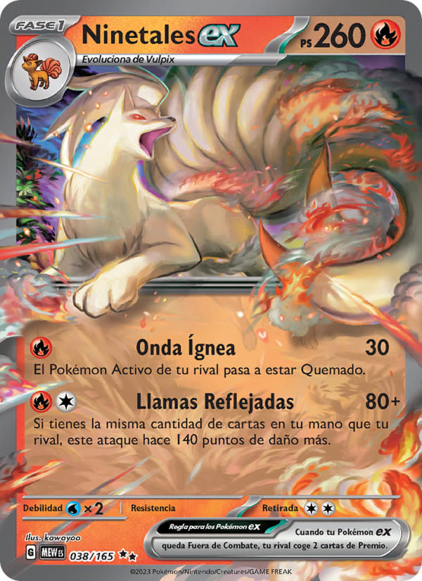 Ninetales ex 038 — 151 (Spanish Pokémon TCG card)