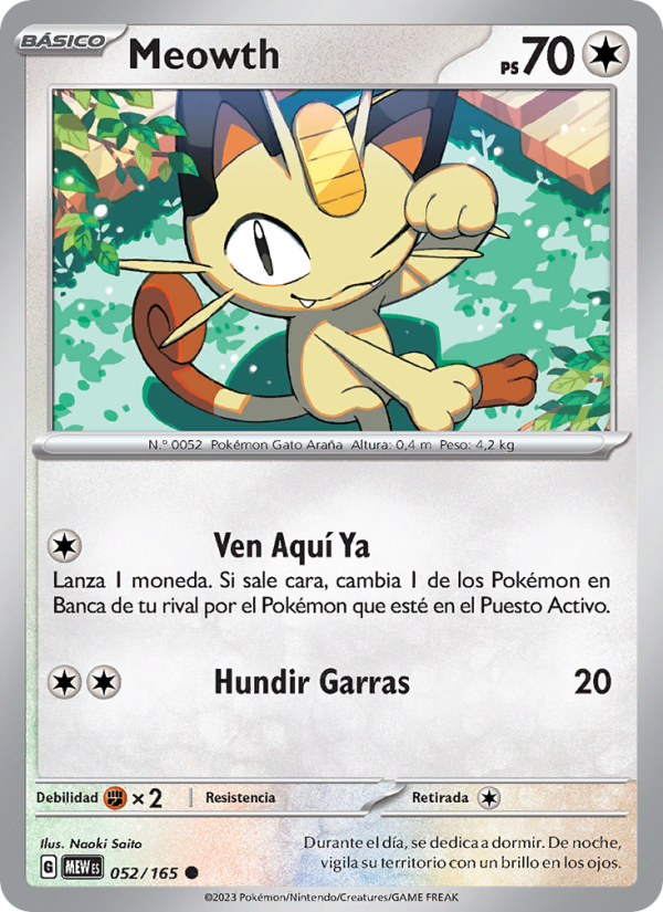 Meowth 052 — 151 (Spanish Pokémon TCG card)