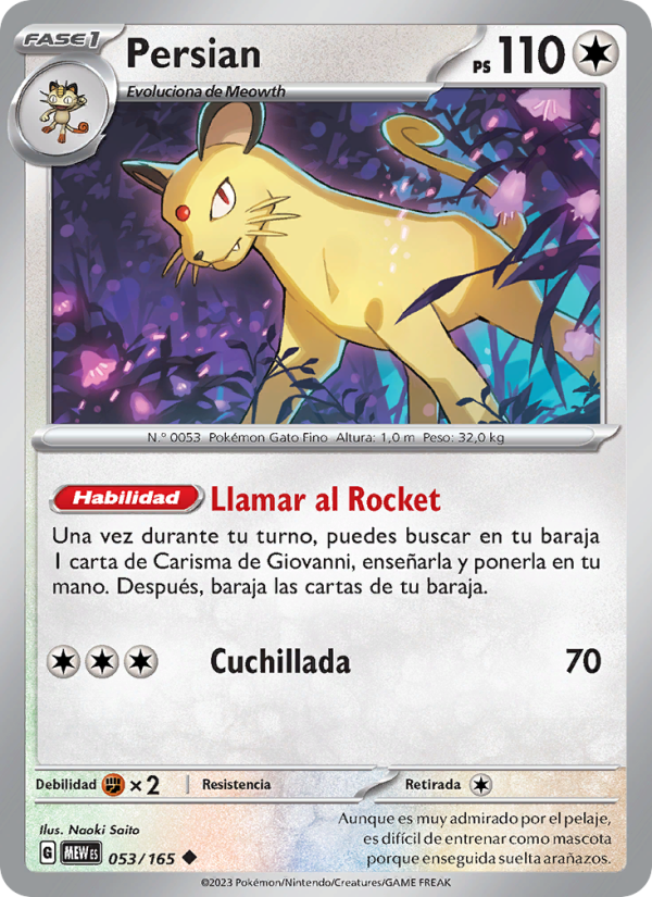 Persian 053 — 151 (Spanish Pokémon TCG card)