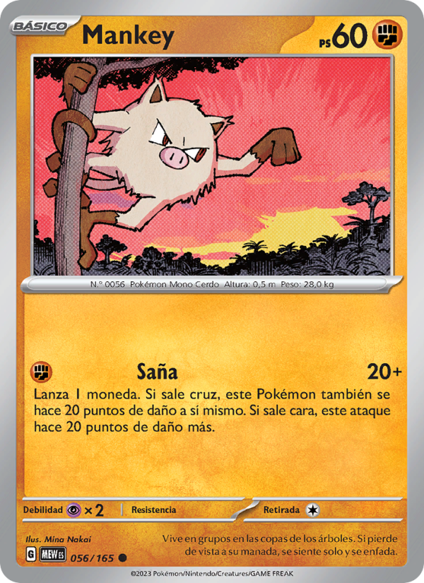 Mankey 056 — 151 (Spanish Pokémon TCG card)