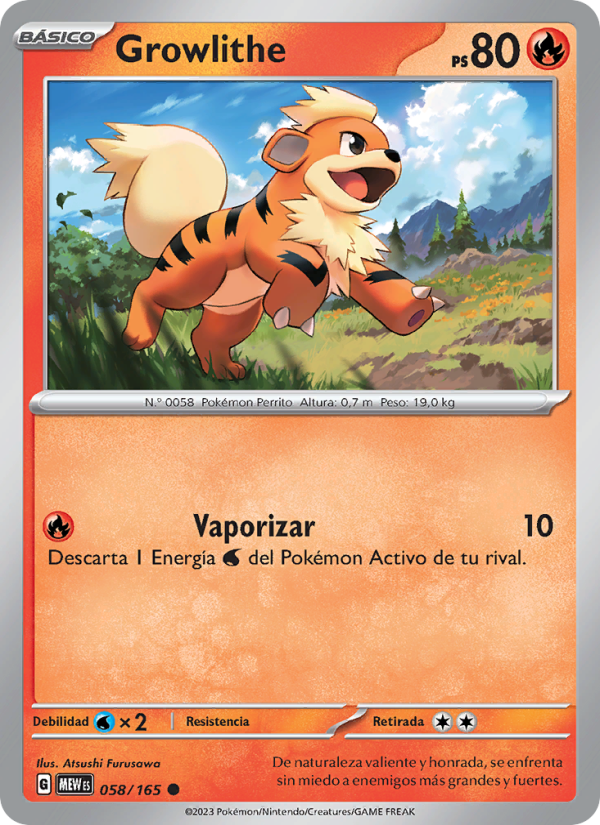 Growlithe 058 — 151 (Spanish Pokémon TCG card)