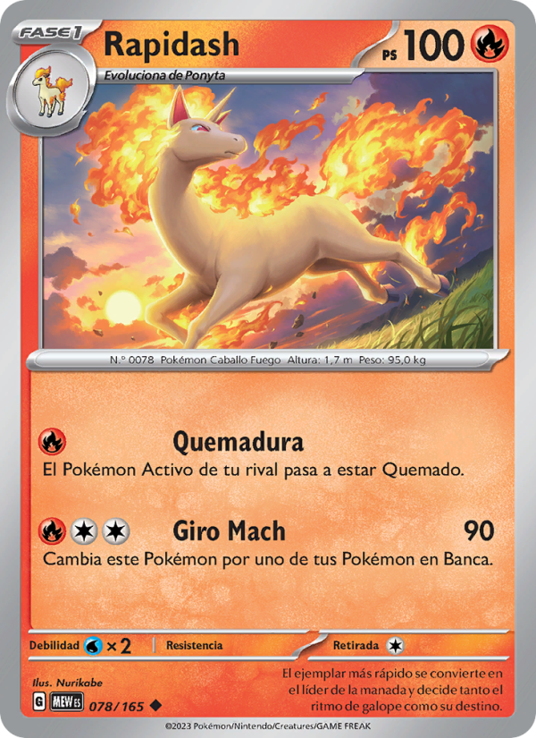 Rapidash 078 — 151 (Spanish Pokémon TCG card)