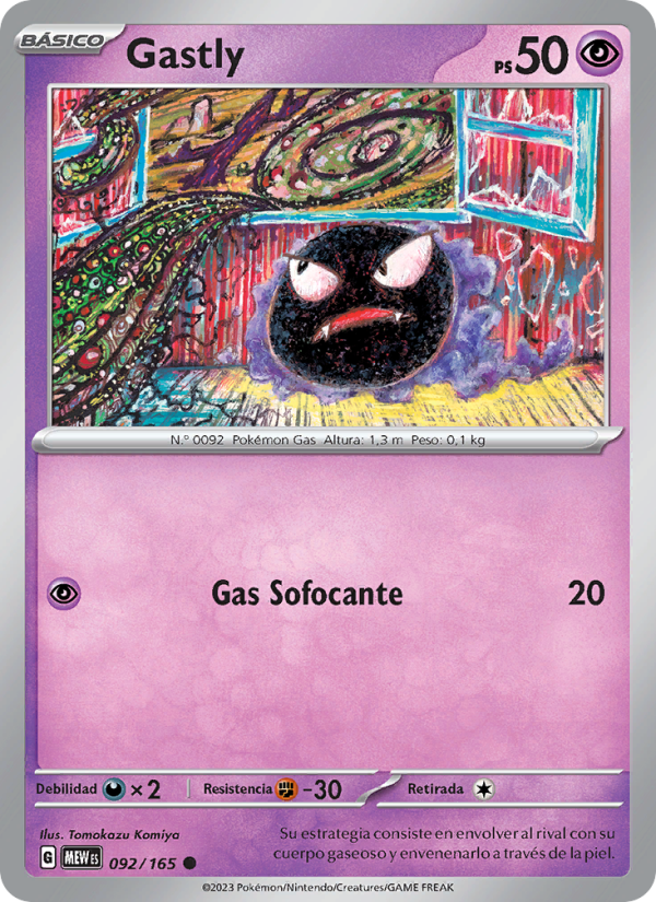 Gastly 092 — 151 (Spanish Pokémon TCG card)