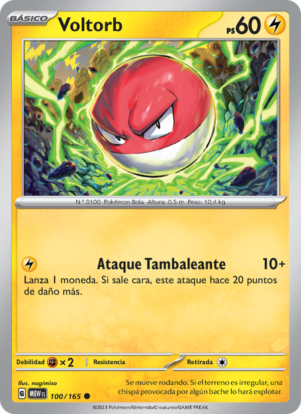 Voltorb 100 — 151 (Spanish Pokémon TCG card)