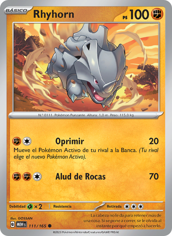 Rhyhorn 111 — 151 (Spanish Pokémon TCG card)