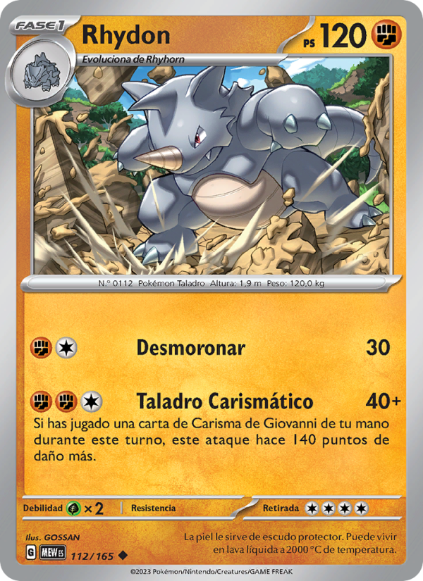 Rhydon 112 — 151 (Spanish Pokémon TCG card)