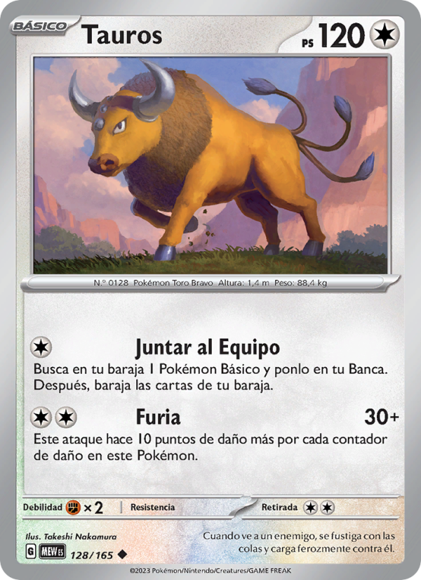 Tauros 128 — 151 (Spanish Pokémon TCG card)