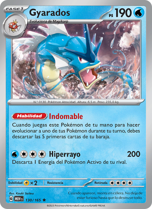 Gyarados 130 — 151 (Spanish Pokémon TCG card)