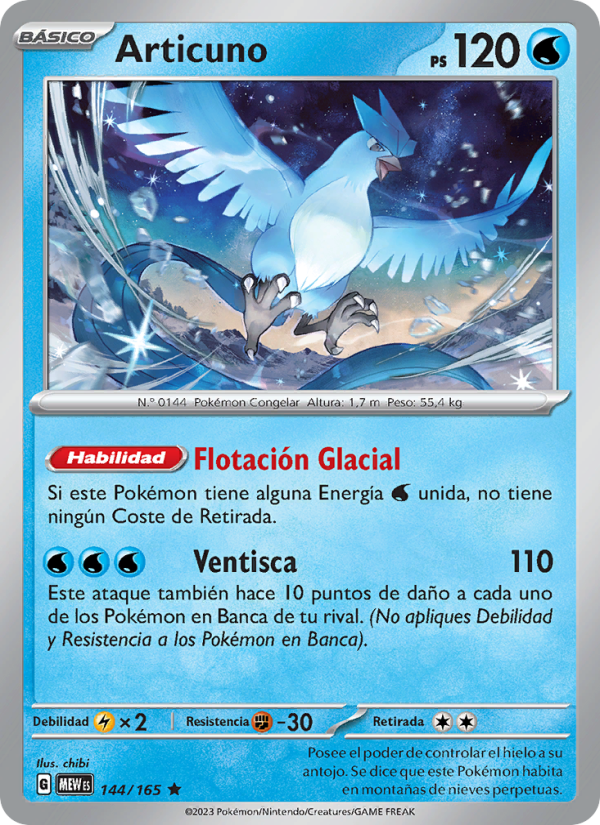 Articuno 144 — 151 (Spanish Pokémon TCG card)