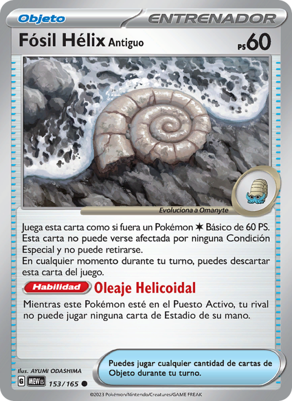 Fósil Hélix Antiguo 153 — 151 (Spanish Pokémon TCG card)