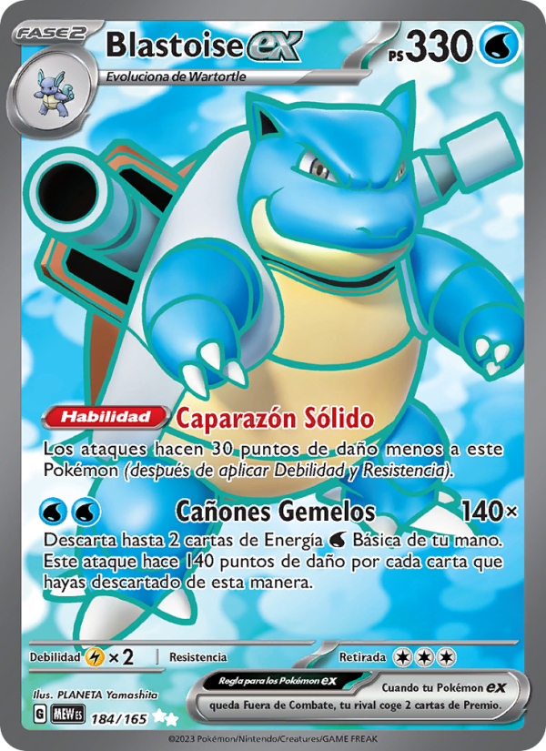 Blastoise ex 184 — 151 (Spanish Pokémon TCG card)