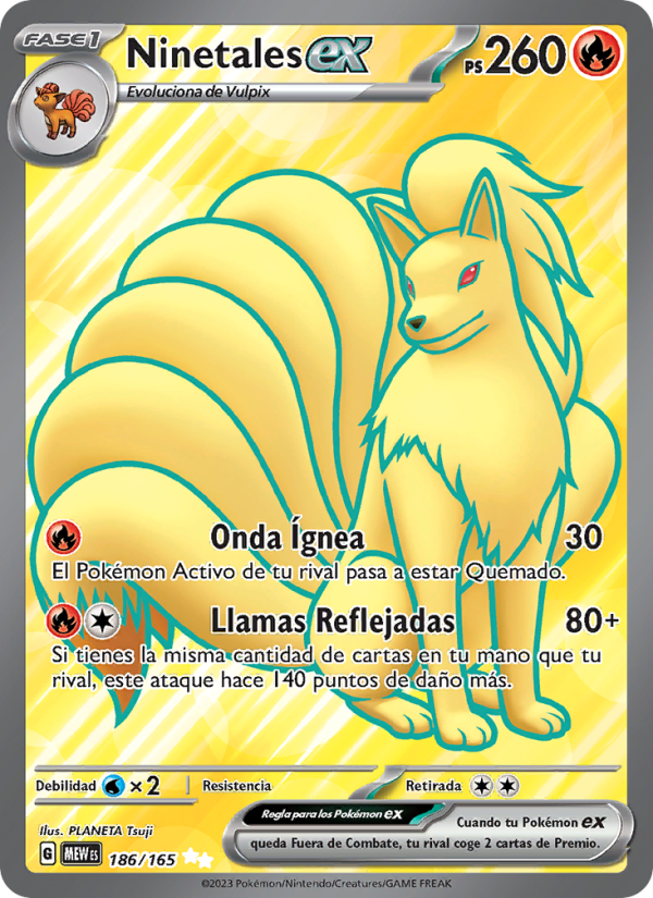 Ninetales ex 186 — 151 (Spanish Pokémon TCG card)