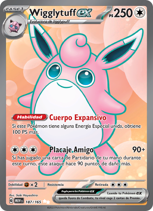 Wigglytuff ex 187 — 151 (Spanish Pokémon TCG card)