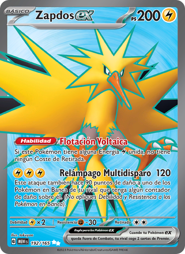 Zapdos ex 192 — 151 (Spanish Pokémon TCG card)