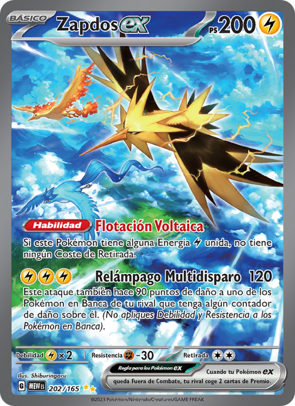 Zapdos ex 202 — 151 (Spanish Pokémon TCG card)
