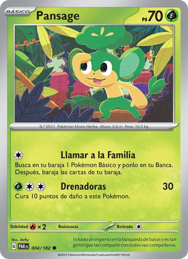 Pansage 004 — Paradox Rift (Spanish Pokémon TCG card)