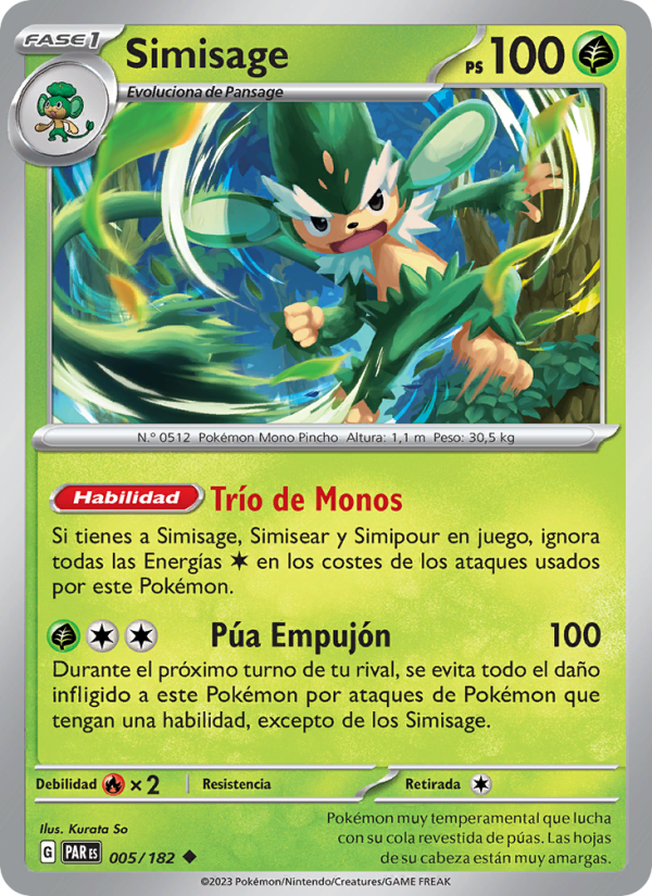 Simisage 005 — Paradox Rift (Spanish Pokémon TCG card)