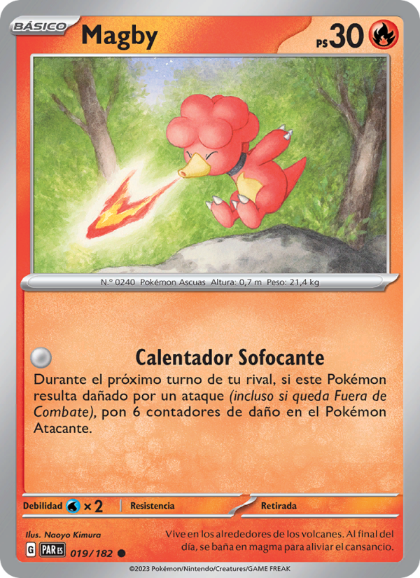 Magby 019 — Paradox Rift (Spanish Pokémon TCG card)